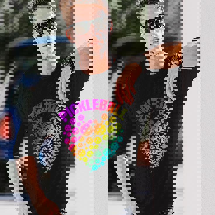 ピックルボール ハート カラフル ラブ ピックルボール 長袖Tシャツ 彼への贈り物