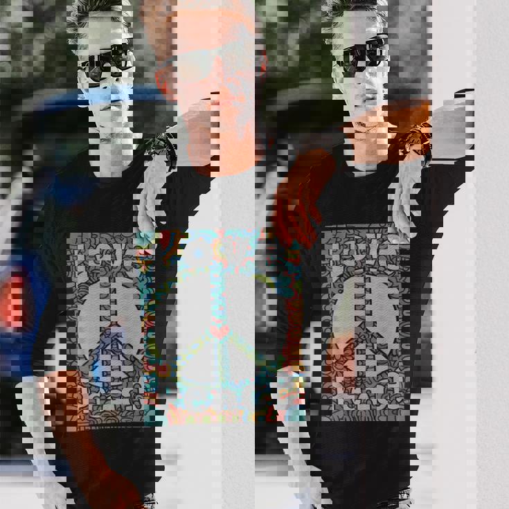 ピースサイン Love 60年代 70年代 タイダイ ヒッピー コスチュームシャツ 長袖Tシャツ 彼への贈り物