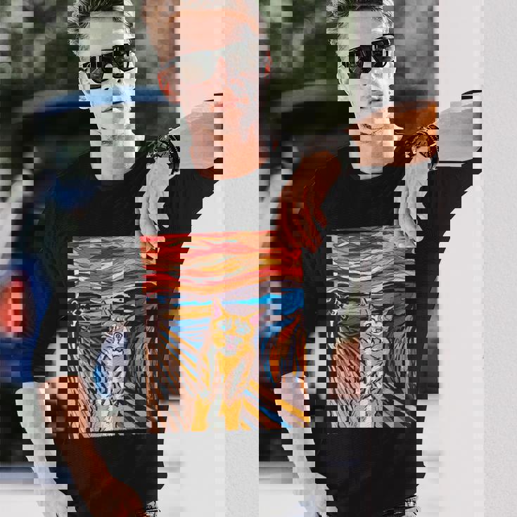 ファニー タビーキャット 絵画 ムンクの叫び パロディ 長袖Tシャツ 彼への贈り物