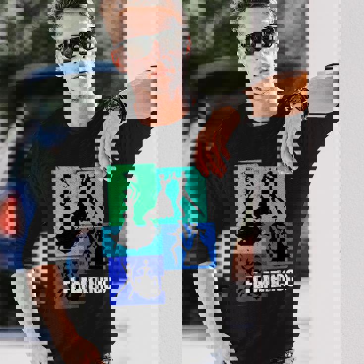 フラメンコダンサー用フラメンコtシャツ レトロメンズフラメンコ 長袖Tシャツ 彼への贈り物