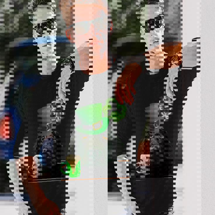 ブラックラボシャツ シャムロック アイリッシュドッグ 絵 聖パトリックス 長袖Tシャツ 彼への贈り物