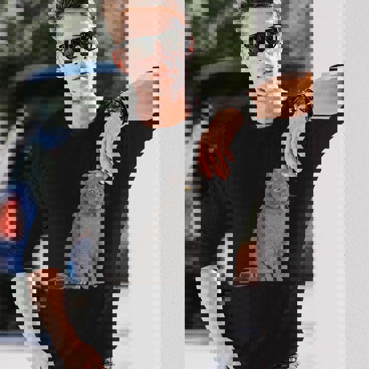 ブリティッシュショートヘアの猫 長袖tシャツ 長袖Tシャツ 彼への贈り物