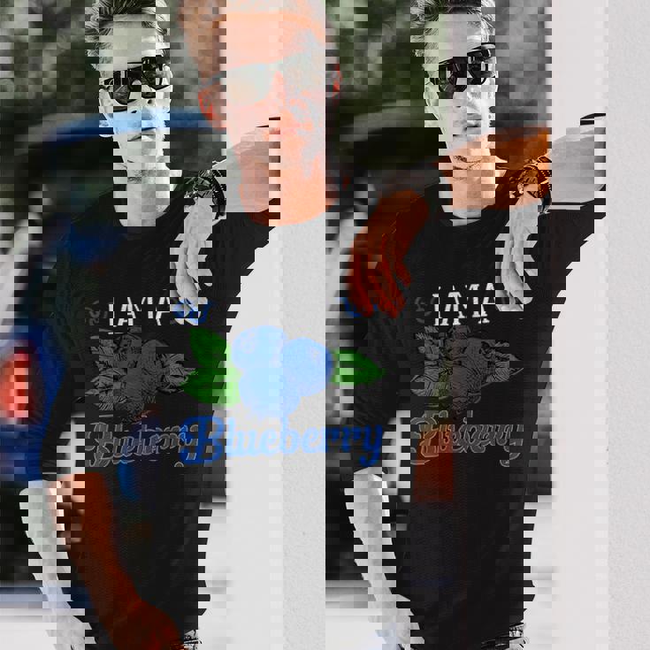 ブルーベリーフルーツ-アイ・アム・ア・ブルーベリー 長袖Tシャツ 彼への贈り物