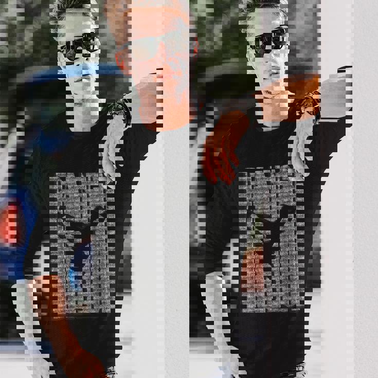 ブレイクダンス シャツ ヒップホップ ダンス イメージ シルエット ブレイクダンス 長袖Tシャツ 彼への贈り物