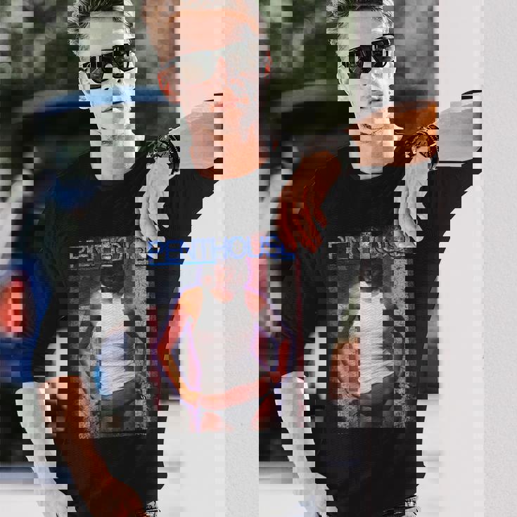 ペントハウスマガジン 1976年7月 ピンナップ ガール ヴィンテージ アメリカ国旗 長袖Tシャツ 彼への贈り物