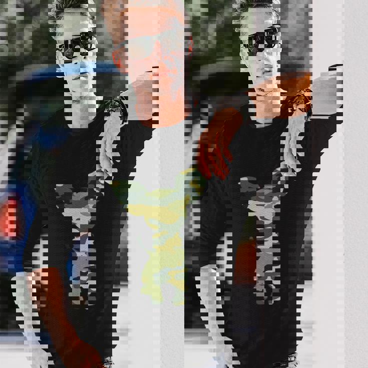 ミリタリー チワワ カモ メンズ プリント Us Dog Pup 退役軍人ギフト 長袖Tシャツ 彼への贈り物