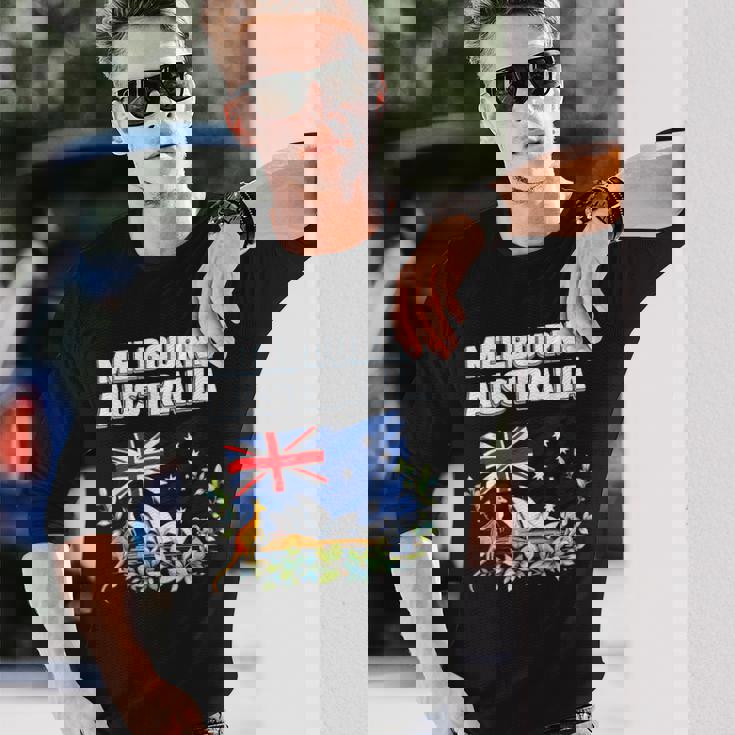 メルボルン オーストラリア お土産 オーストラリア国旗 カンガルーコアラ 長袖Tシャツ 彼への贈り物