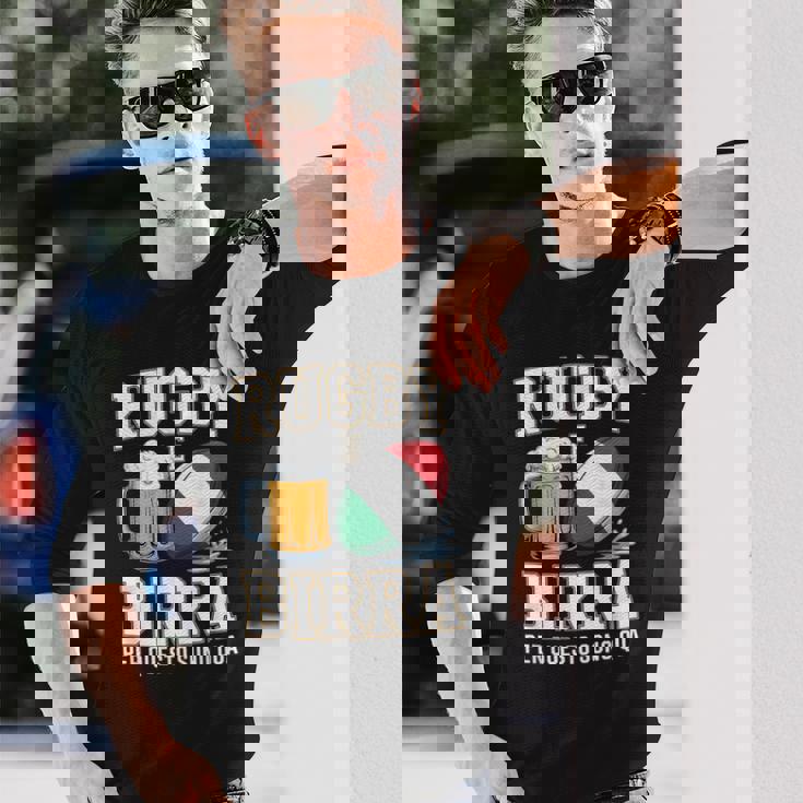 ラグビーとビール だからこそ私はここにいます イタリアのラグビーファン 長袖Tシャツ 彼への贈り物