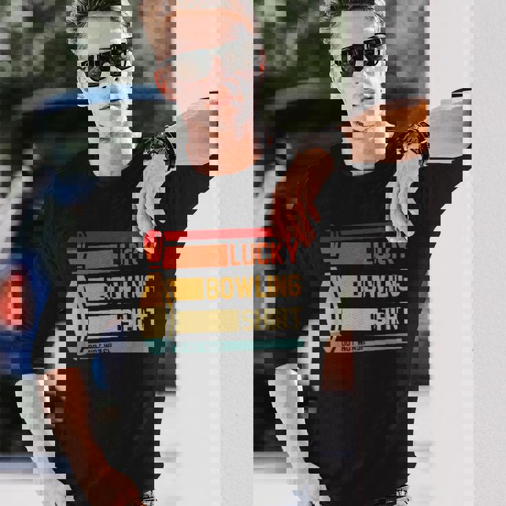 ラッキーボーリングシャツ おもしろボーリングトーナメントボウラーヴィンテージ 長袖Tシャツ 彼への贈り物