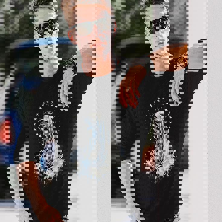 ルルドの聖母マリア 強力なシンボル 母マリア 長袖Tシャツ 彼への贈り物