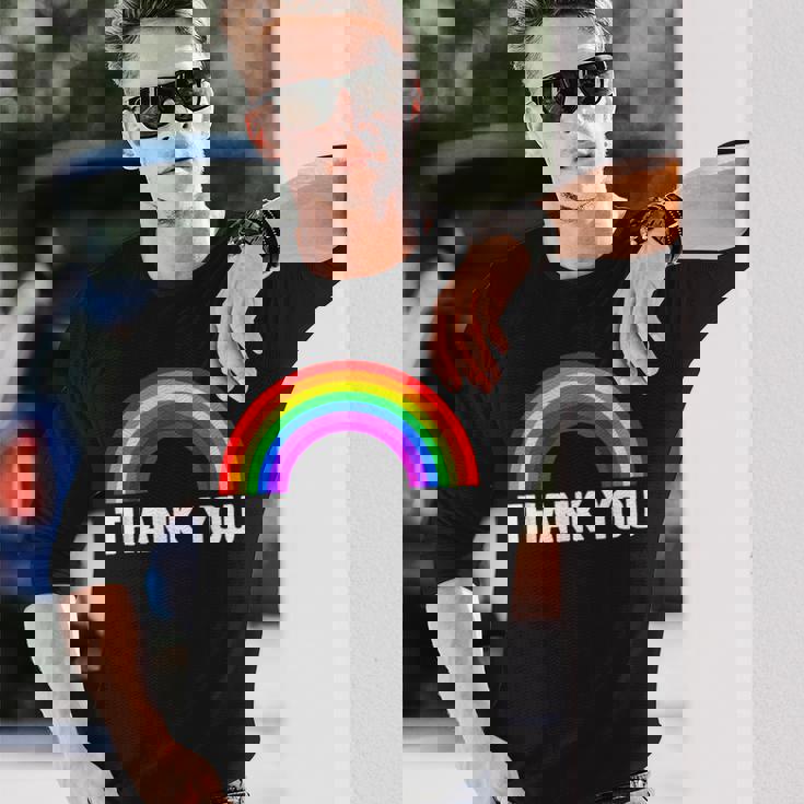 レインボー Thank You 長袖Tシャツ 彼への贈り物