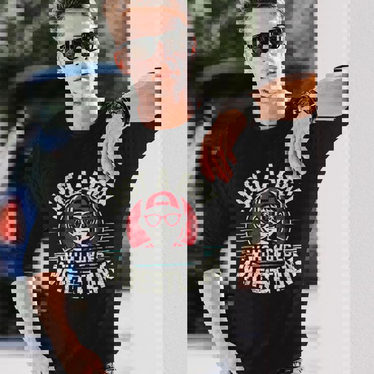 レスリングが大好きな少年 少年&キッズ レスラー 長袖Tシャツ 彼への贈り物