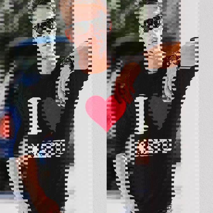 レッドハート I Love Mayu 長袖Tシャツ 彼への贈り物