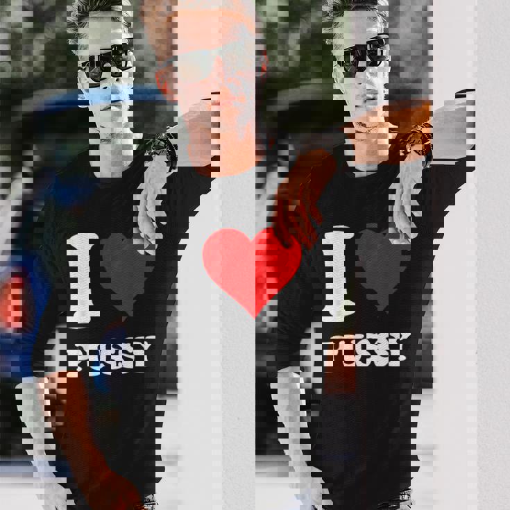 レッドハート I Love Pussy 長袖Tシャツ 彼への贈り物