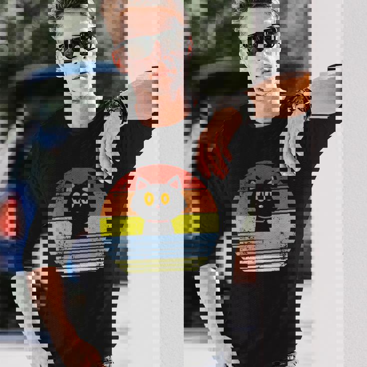 レトロ 猫 ヴィンテージ かわいい 子猫 ニャー キティ キティ 長袖Tシャツ 彼への贈り物