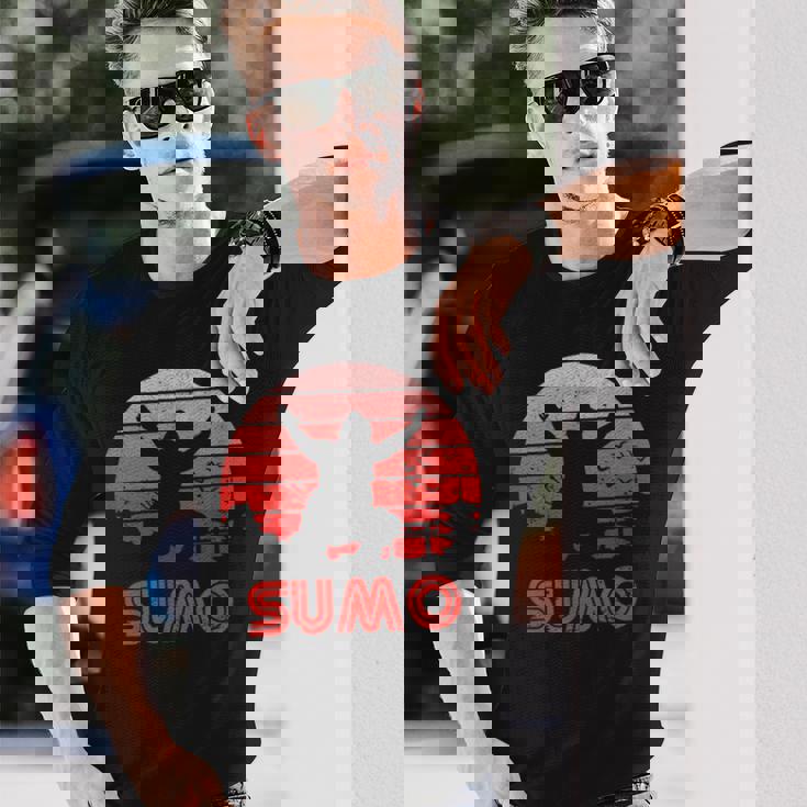 レトロサンセット相撲 長袖Tシャツ 彼への贈り物