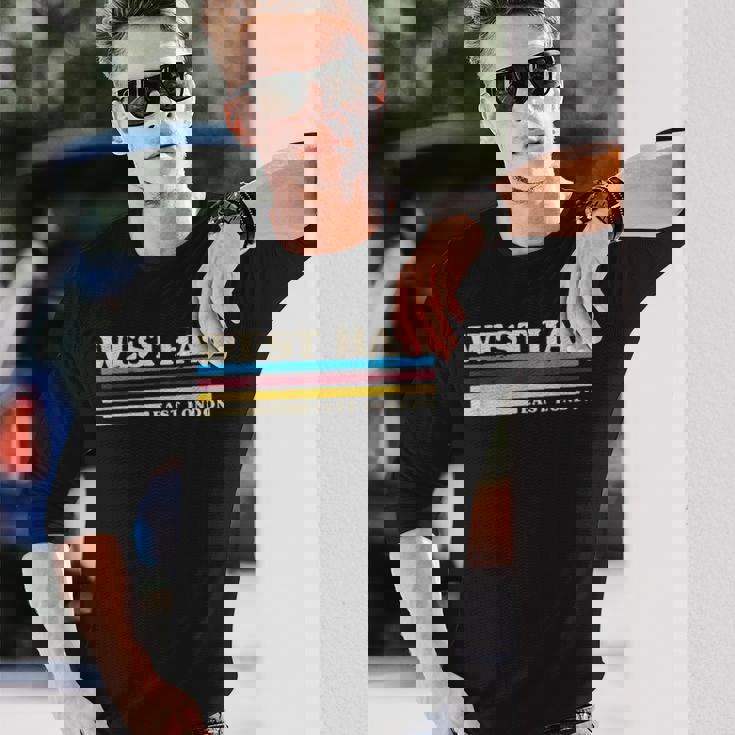 レトロストライプ ウエストハム 長袖Tシャツ 彼への贈り物