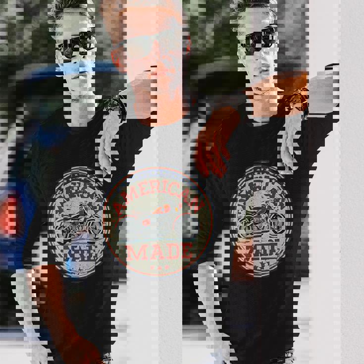 レトロヴィンテージガソリンスタンド アメリカ製 モーターバイクガレージ 長袖Tシャツ 彼への贈り物