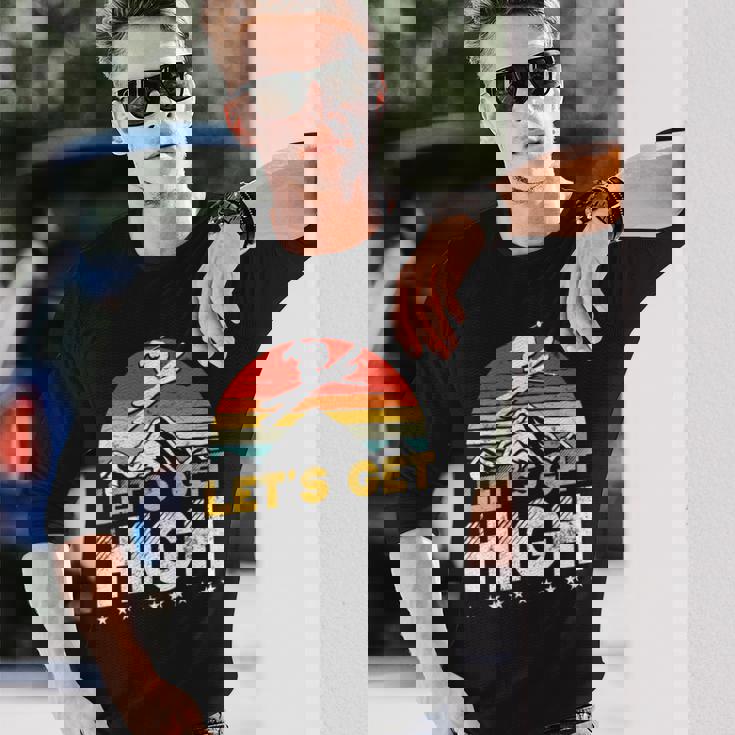 レトロヴィンテージスキー Let's Get High 長袖tシャツ 長袖Tシャツ 彼への贈り物