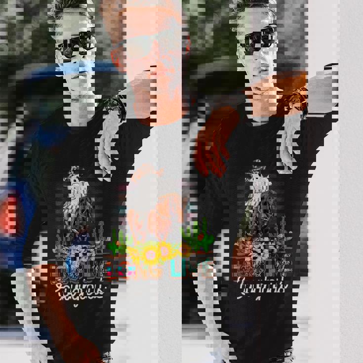 ロングライブ カウグール ウエスタンゴースト 乗馬馬 ハロウィン 長袖Tシャツ 彼への贈り物