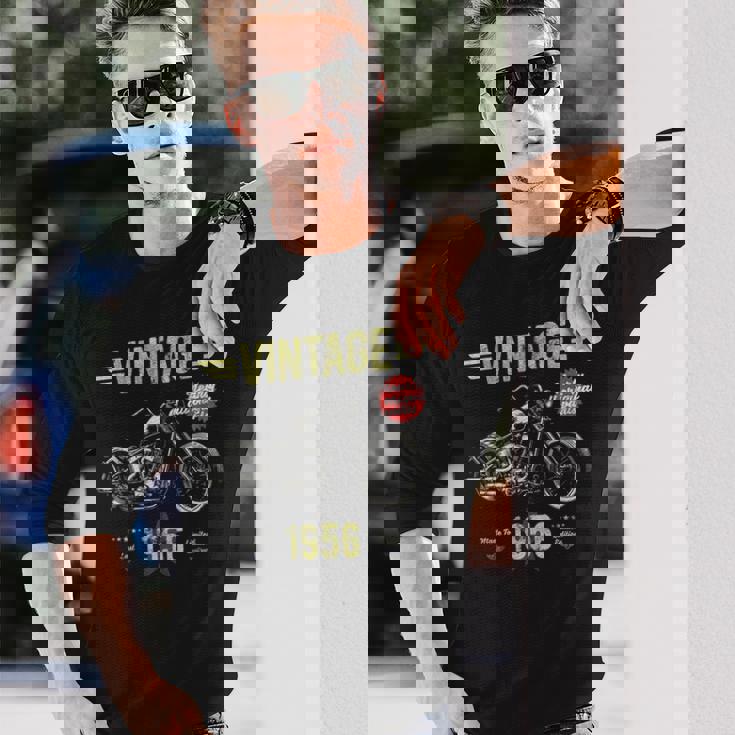 ヴィンテージ クラシック 誕生 1956 70歳の誕生日 レトロ バイク 長袖Tシャツ 彼への贈り物