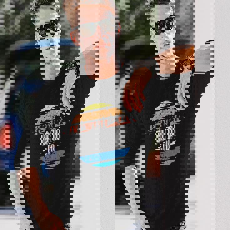 ヴィンテージ バートン オハイオ州サンセットお土産プリント 長袖Tシャツ 彼への贈り物