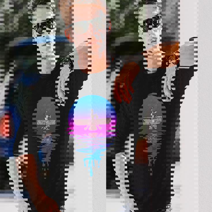 ヴィンテージ レトロ 夕日 アヌンナキ 長袖tシャツ 長袖Tシャツ 彼への贈り物