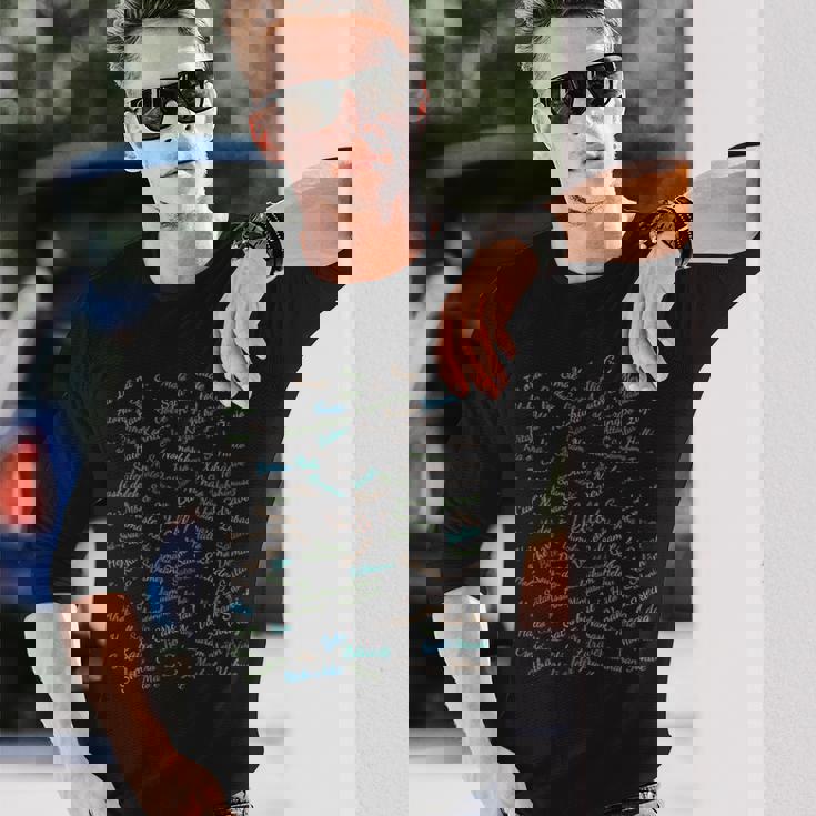 世界の100言語でこんにちは、国際連合 長袖tシャツ 長袖Tシャツ 彼への贈り物