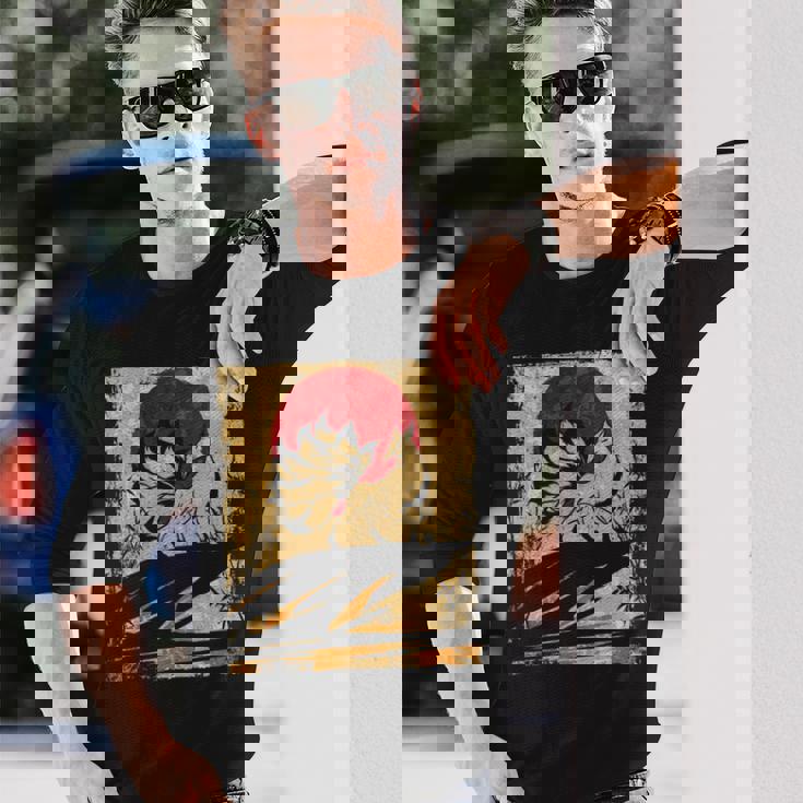 九尾の狐 日本のレトロアート 長袖tシャツ 長袖Tシャツ 彼への贈り物