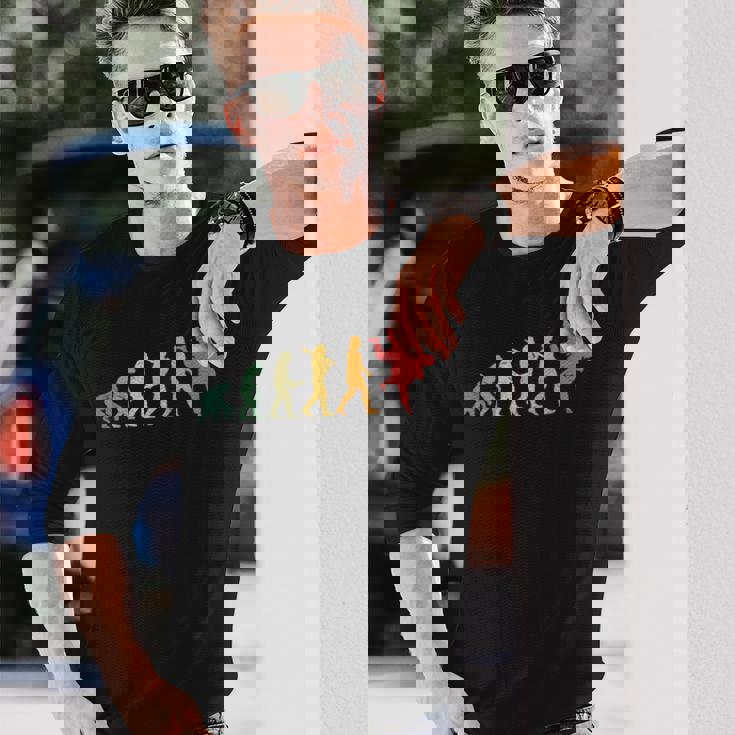 人類の進化 エボリューション 道場 柔道好き 趣味 古武道 柔道家 柔道部 レトロ おもしろ 柔道 長袖Tシャツ 彼への贈り物