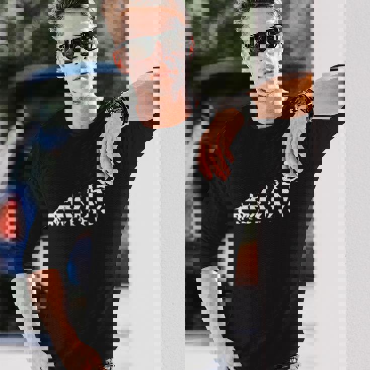 人類の進化 バレーボール バレーボール好き 趣味 おもしろ バレーボール部 ビーチバレー バレー好き 長袖Tシャツ 彼への贈り物