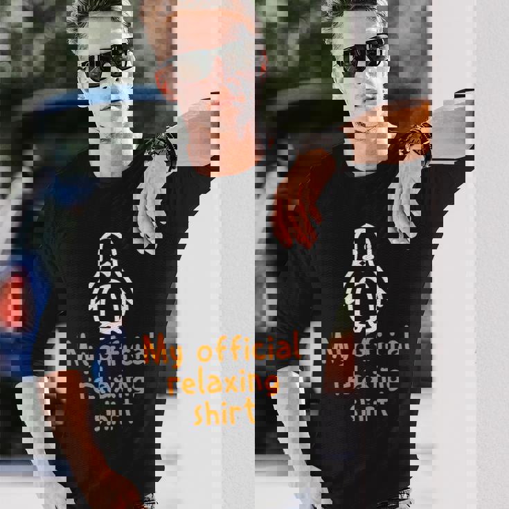 公式ペンギンリラックスタイムジョークミニマル癒し 長袖Tシャツ 彼への贈り物