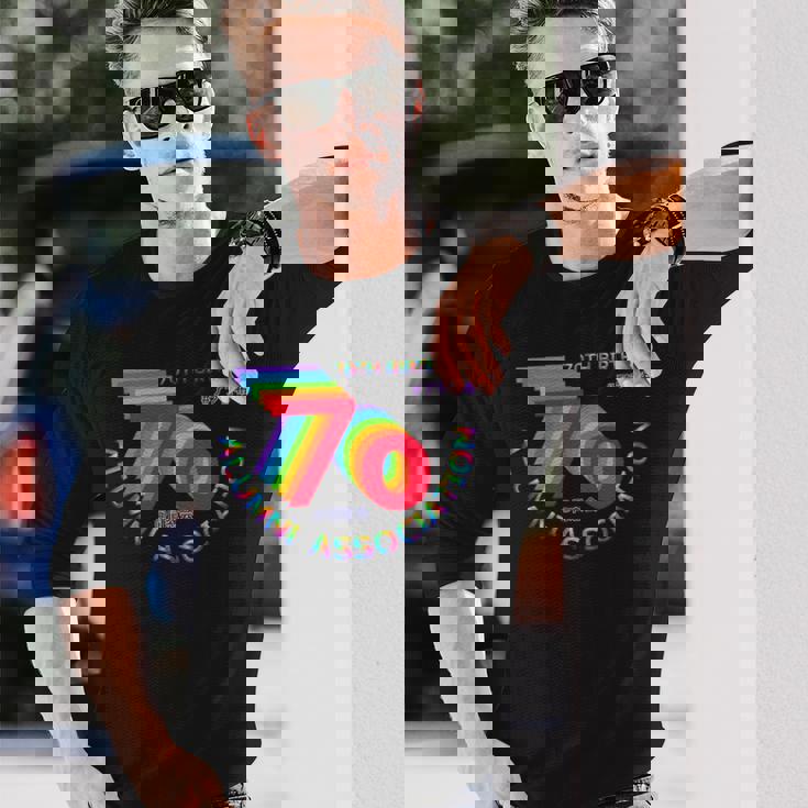 古希 同窓会 70歳 アラ古希 70歳誕生日 古希祝い 長寿 七色 70古希の集まり レインボーカラー 虹色 長袖tシャツ 長袖Tシャツ 彼への贈り物