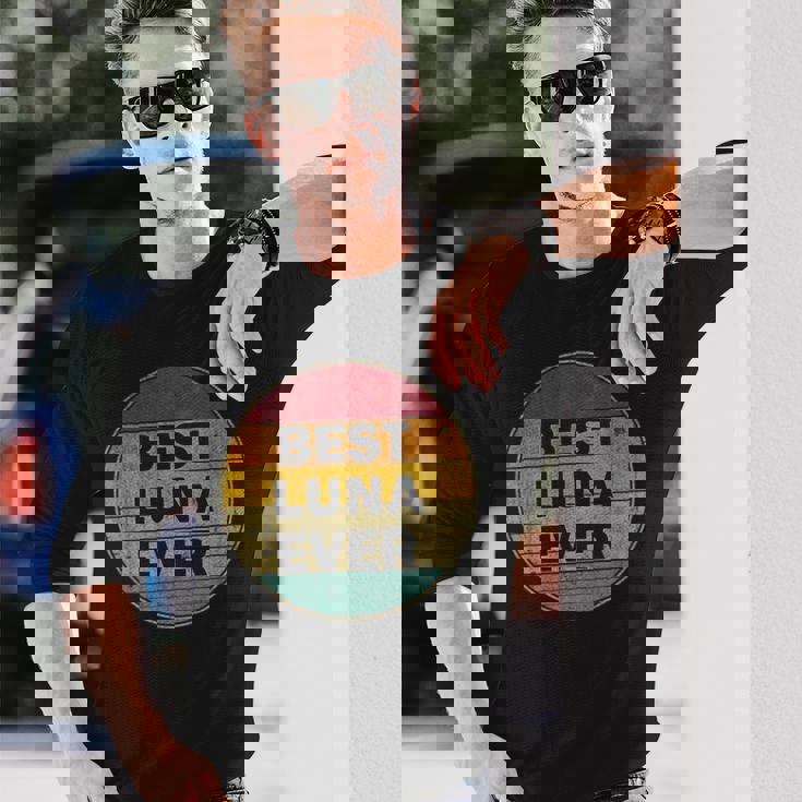 名前入り Luna I Love Luna レトロ ビンテージスタイル 長袖Tシャツ 彼への贈り物