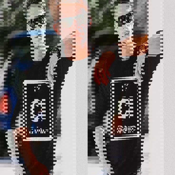 塩素 Cl 元素周期表 サイエンスギフト 長袖Tシャツ 彼への贈り物