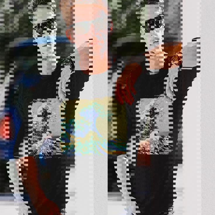 大波 北斎 名画 レトロ 長袖Tシャツ 彼への贈り物