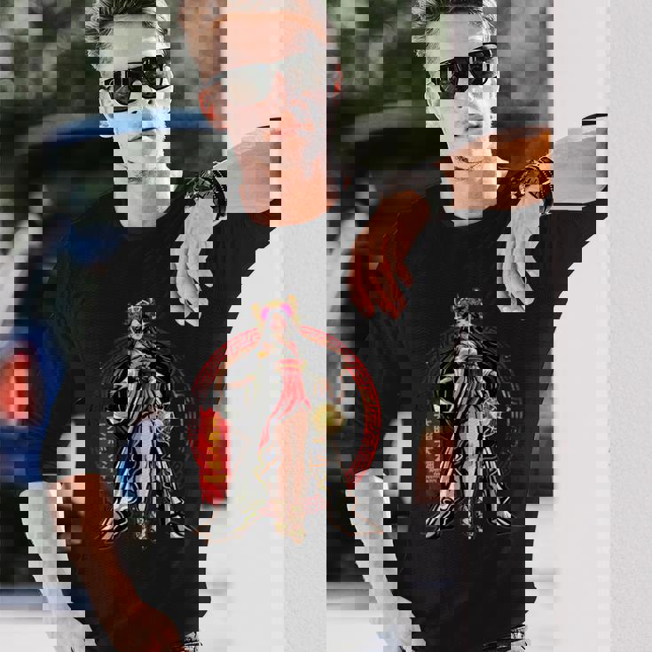 天照大神 太陽 女神 古代日本神話 神 長袖Tシャツ 彼への贈り物