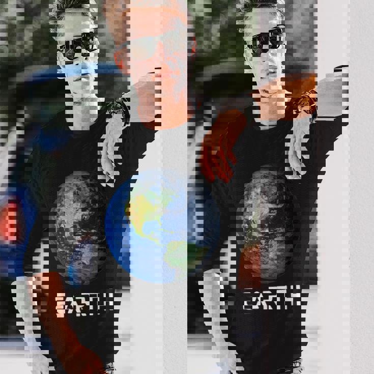 太陽系 第3惑星 地球 宇宙 長袖Tシャツ 彼への贈り物