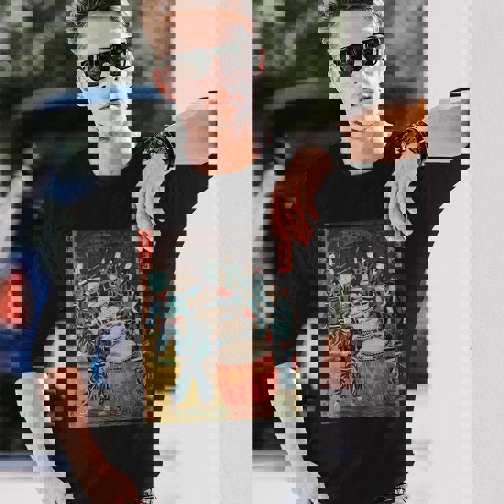 太鼓 太鼓 日本文化 日本 太鼓 音楽 楽器 長袖Tシャツ 彼への贈り物