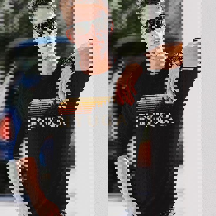 日向 日本 エバーグリーン ヴィンテージ サンセット 長袖Tシャツ 彼への贈り物