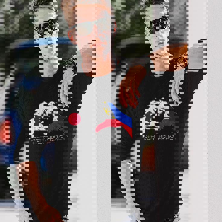 日本とフィリピン フィリピン人 日本人パーフェクトヘリテージ ヘア 長袖Tシャツ 彼への贈り物