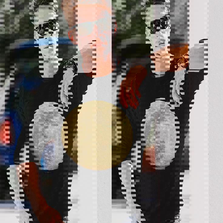 満月 夜空 月 長袖Tシャツ 彼への贈り物