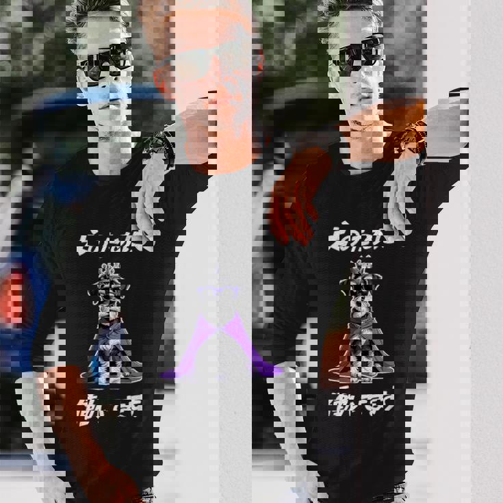 犬のために働いてます シュナウザー グッズ 犬 おもしろ 面白い ネタ 笑える かわいい 長袖Tシャツ 彼への贈り物