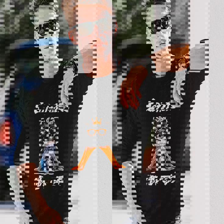 犬のために働いてます パピヨン グッズ 犬 おもしろ 面白い ネタ 笑える かわいい 長袖Tシャツ 彼への贈り物