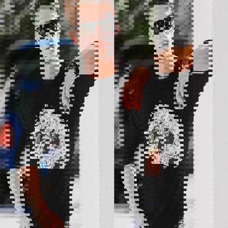 猫 ガイコツ メンズ おもしろ かわいい ネコ 面白いtシャツ 動物 メンズ レディース にゃんこ ネタ 服 長袖tシャツ 長袖Tシャツ 彼への贈り物