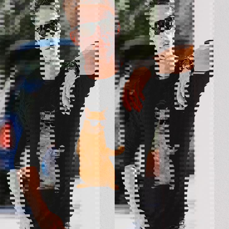 猫エアギター 長袖Tシャツ 彼への贈り物