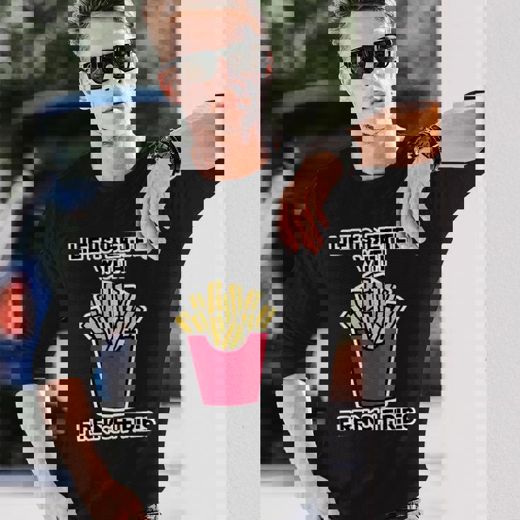 男性用フライドポテトデザイン フライドポテトと一緒に人生はより良いです 長袖Tシャツ 彼への贈り物