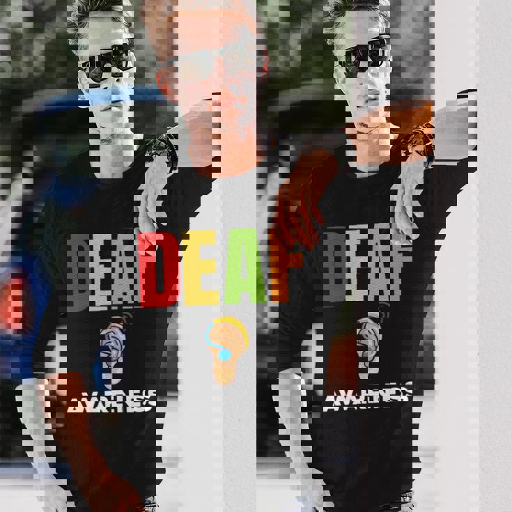 補聴器 耳障がいサポート 聴覚障害者への意識 長袖tシャツ 長袖Tシャツ 彼への贈り物