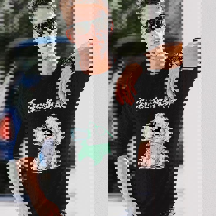 褒めたら伸びる子 マルチーズ グッズ 犬 おもしろ 面白い ネタ 笑える かわいい 長袖Tシャツ 彼への贈り物