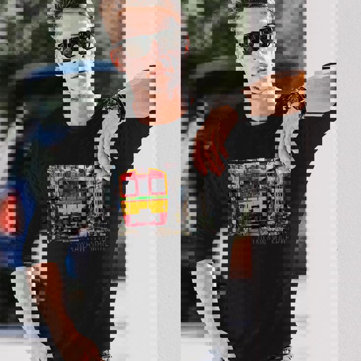 鉄道市場メークロン ヴィンテージ タイ レトロな列車 長袖Tシャツ 彼への贈り物